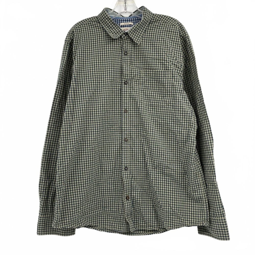 Fat Face Green Blue Button-Up Gingham Long Sleeve Shirt | Mens XL